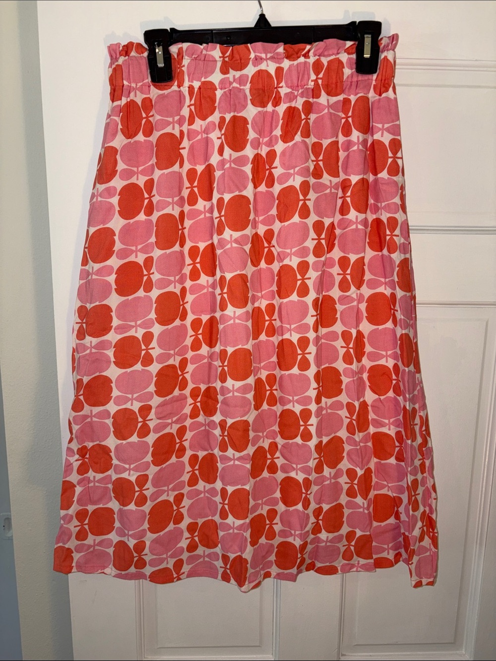 Pink and Orange Patterned A-Line Skirt w/ Pockets